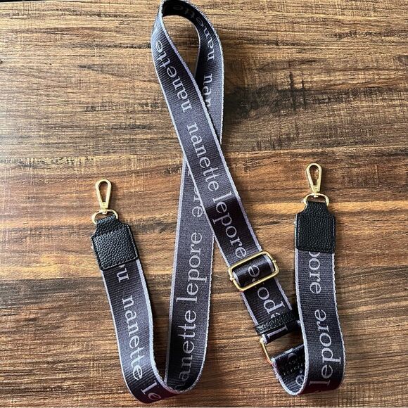 Nanette Lapore Black and Gray Fabric Adjustable Bag Crossbody Purse Strap - Picture 2 of 7